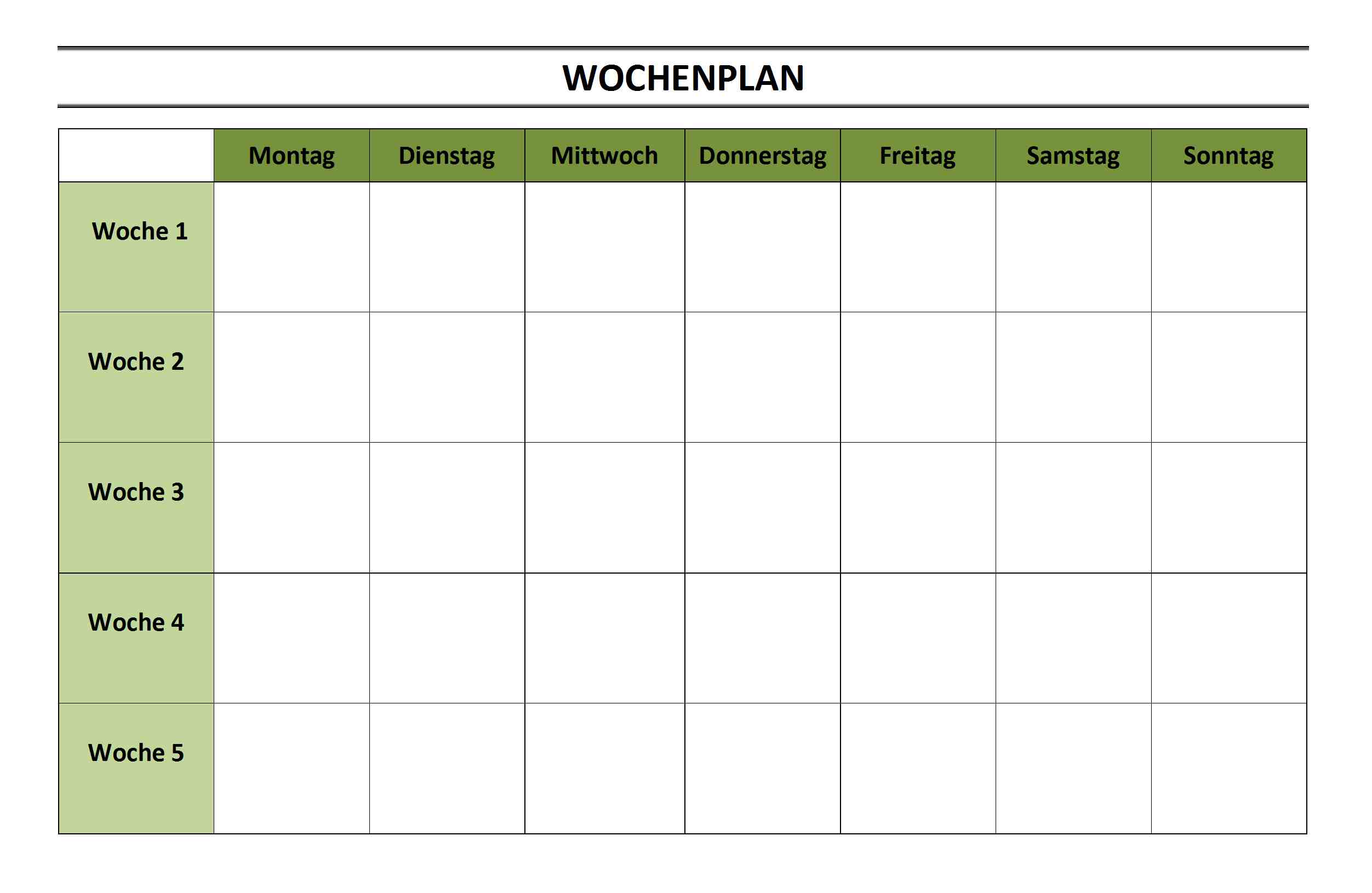 Wochenplan Vorlage Excel Kostenlos SRXQ